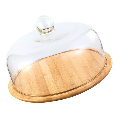 Wood cake stand with - with, glass